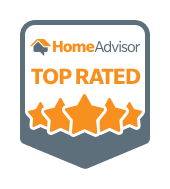 HomeAdvisor top rated badge with stars